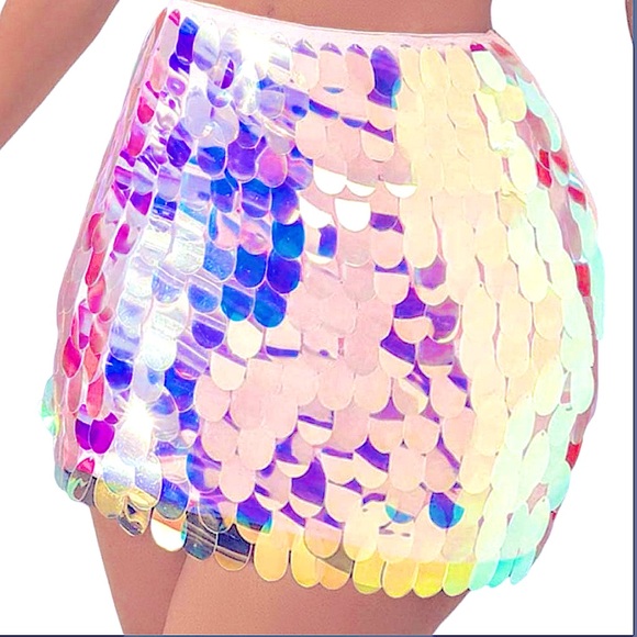 GORGEOUS SMALL iridescent large sequin skirt - Picture 3 of 5